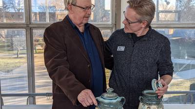 St. Charles East art teacher unites with mentor for art exhibit at Marmion Academy