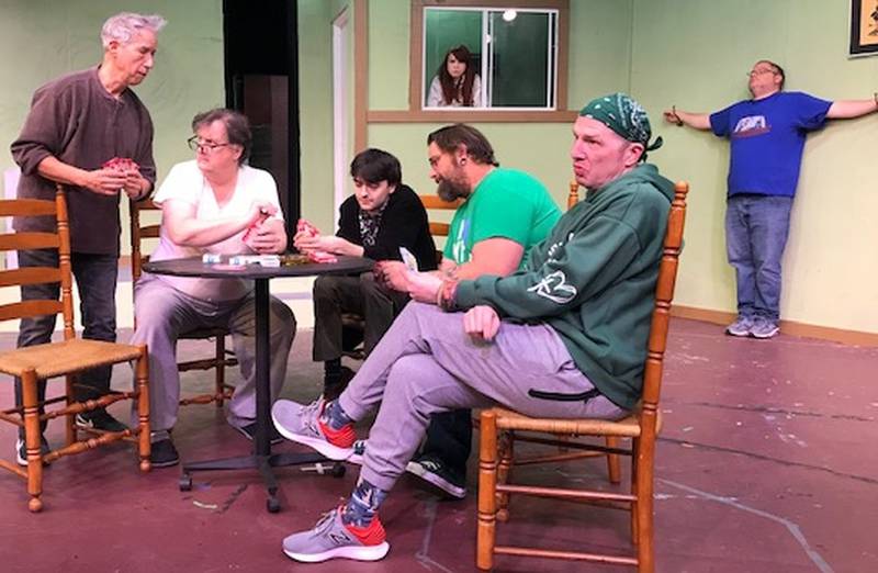 Stage Coach Players cast members rehearsing a scene for their upcoming production of "One Flew Over the Cuckoo’s Nest"