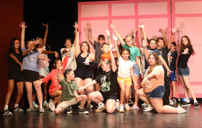 The cast of Beatlejuice act out a scene on Tuesday, July 29, 2025 at Stage 212 in La Salle.
