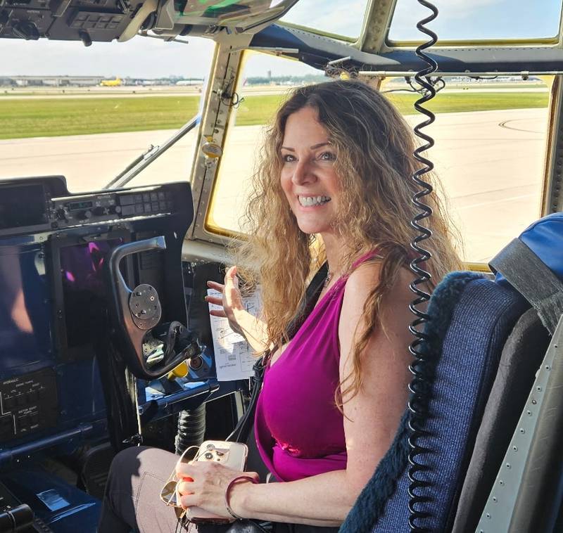 McHenry County Regional Superintendent of Schools Diana Hartmann got a ride from the Blue Angels on Friday, July 18, 2025, on their C-130J Super Hercules support plane.