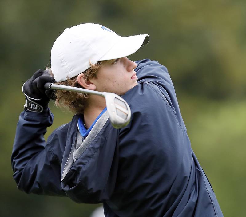 Henry Brock of Wheaton North, Tuesday September 19, 2023 at the Bartlett Hills Golf Club during the 2023 DuKane Conference Championship.