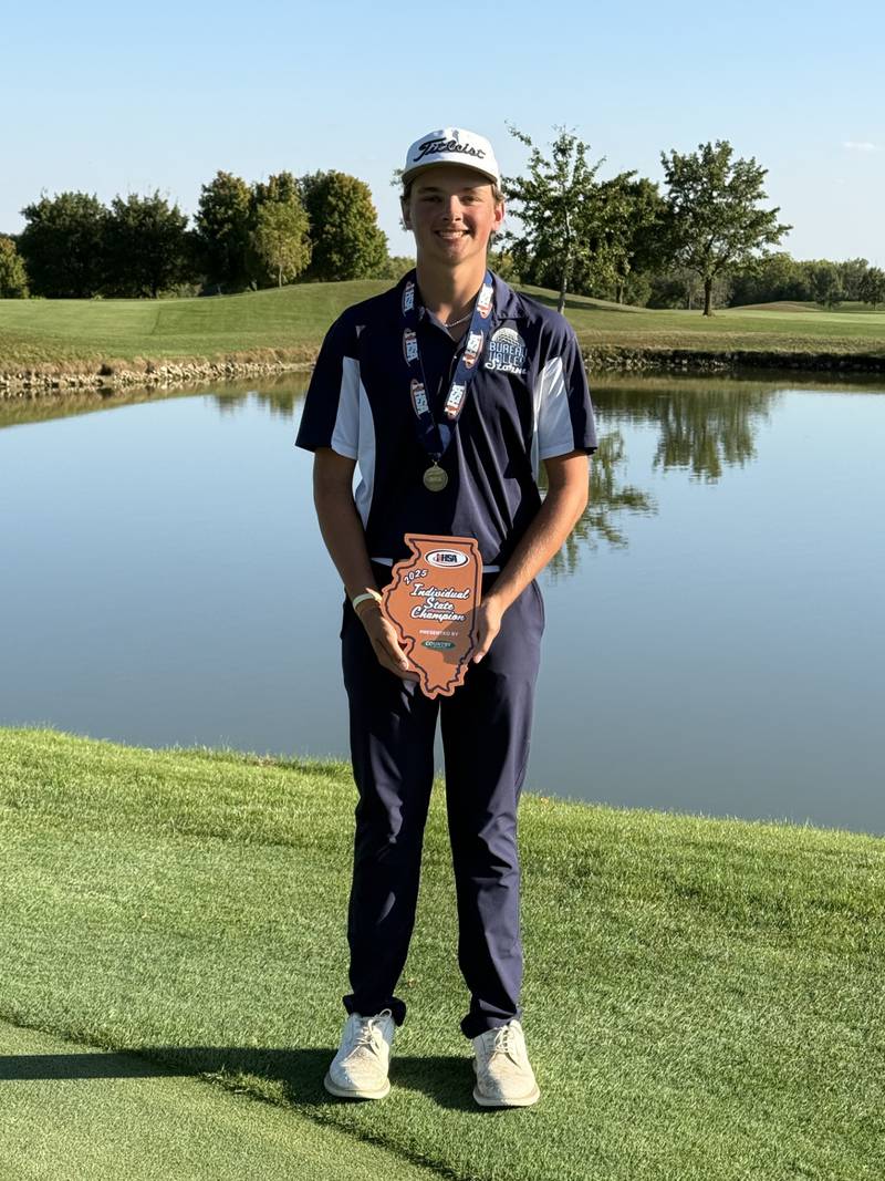Bureau Valley's Wyatt Novotny shot a round of a 2-over 73 in Saturday’s final round at Prairie Vista Golf Course, finishing with a two-day total of 144 to claim the 2025 IHSA Class 1A State golf championship. He is the first state champion from Bureau County.