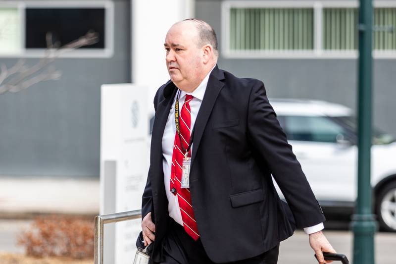 Will County Assistant State's Attorney Chris Koch arrives at the Will County Courthouse in Joliet on Feb. 24. for the first day of the trial against Joseph Czuba.