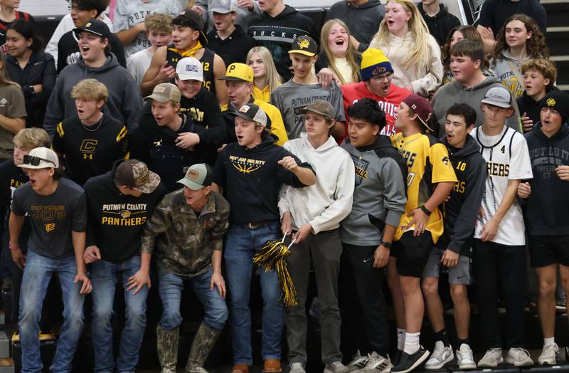 Putnam County students cheer on the Lady Panthers during the Class 1A Regional final on Thursday, Oct. 30, 2025 at Putnam County High School.