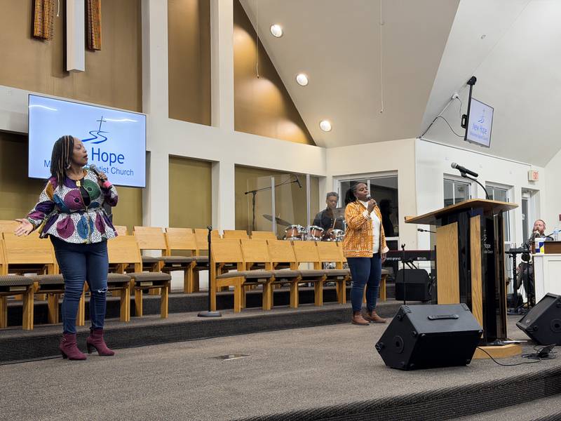 Singers perform on Martin Luther King Jr. Day on Monday, Jan. 19, 2026, at New Hope Missionary Baptist Church in DeKalb for the annual MLK Day Celebration.