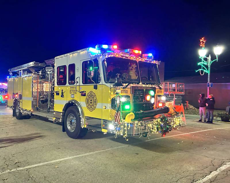 A Mt. Morris fire engine was decorated with festive Christmas lights for the lighted parade during Mt. Morris' Christmas in the Village on Saturday, Dec. 7, 2024.