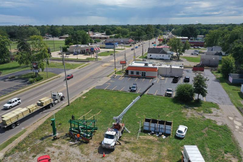 Crews erected a new digital billboard at the corner of Frech Street and Illinois Route 23 on Wednesday, Aug. 28, 2024 in Streator.