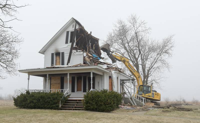 The Peck farm house at 64 Peck Road in Geneva is demolished on Wednesday, March 22, 2023.
