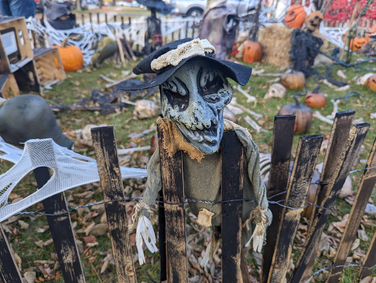 Brian Hunter of Plainfield Hunter hand-made most of the pieces in his Pumpkin Riot Productions exhibit in his front yard, carrying on his mother's tradition of making her own Halloween display pieces. The exhibit, with an emphasis on one of Hunter's witches, is seen on Saturday, Oct. 29, 2022.