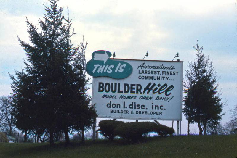 Several thousand homes had already been built in the Boulder Hill subdivision when this photo was taken of a sign promoting the unincorporated development on Route 30 in 1975.