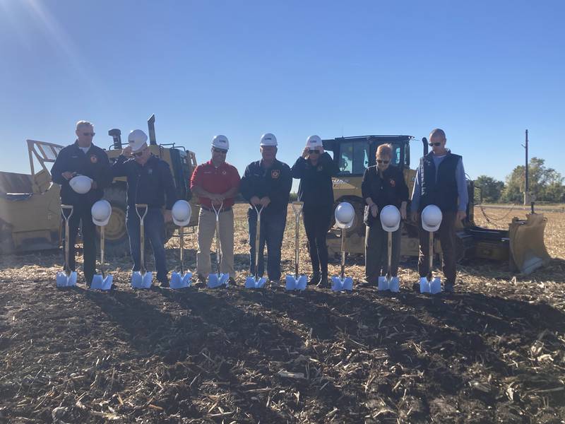 Members of the Lockport Township Fire Protection District Board participate in the groundbreaking for the district's new training facility.
Monday, Oct. 20, 2025.