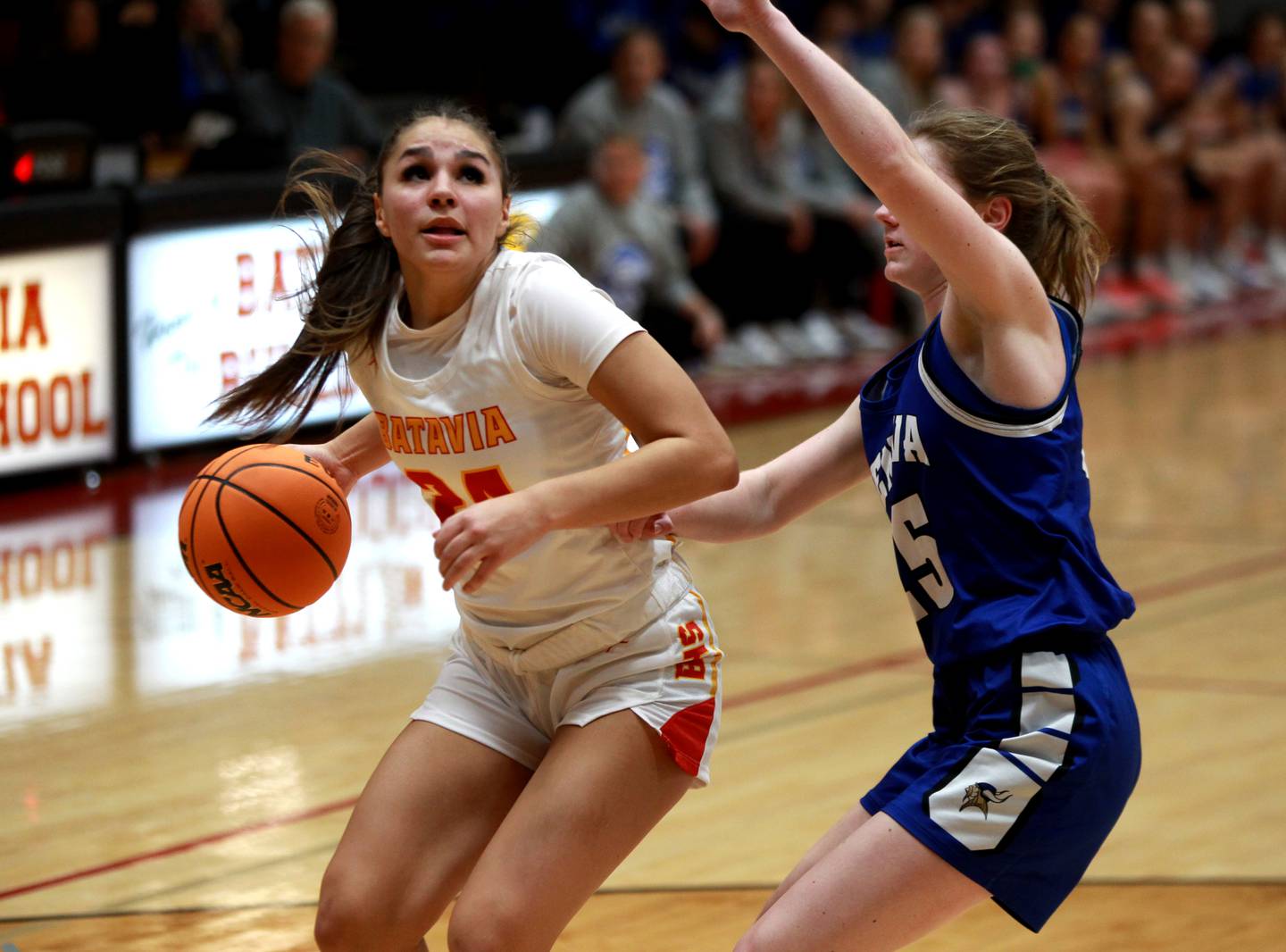 Batavia’s Hallie Crane attempts a shot during a game against Geneva on Friday, Dec. 20, 2024 in Batavia.