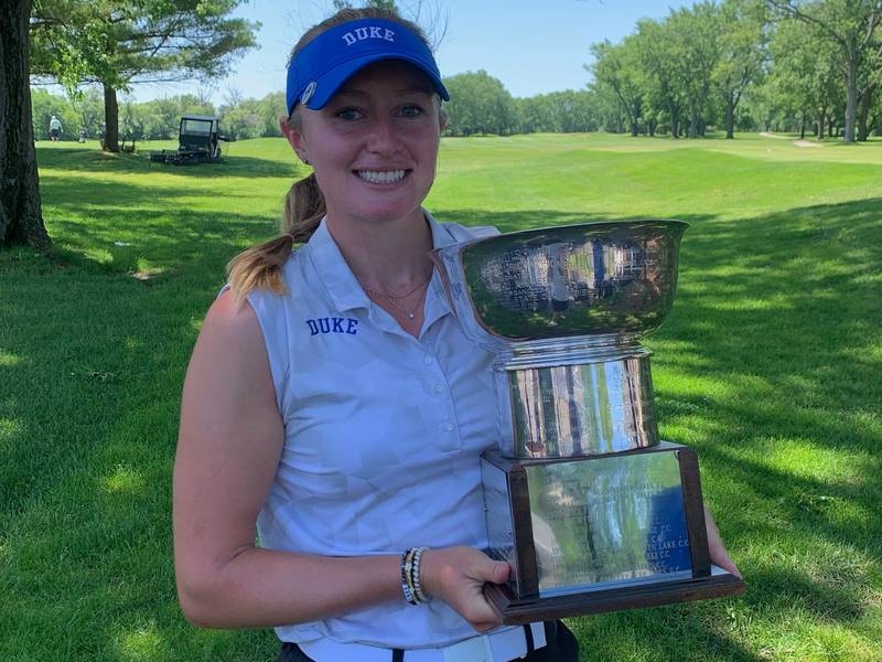 2018 St. Charles North graduate and Duke University senior Megan Furtney following her first career Women’s Amateur title. Picture courtesy of Furtney.