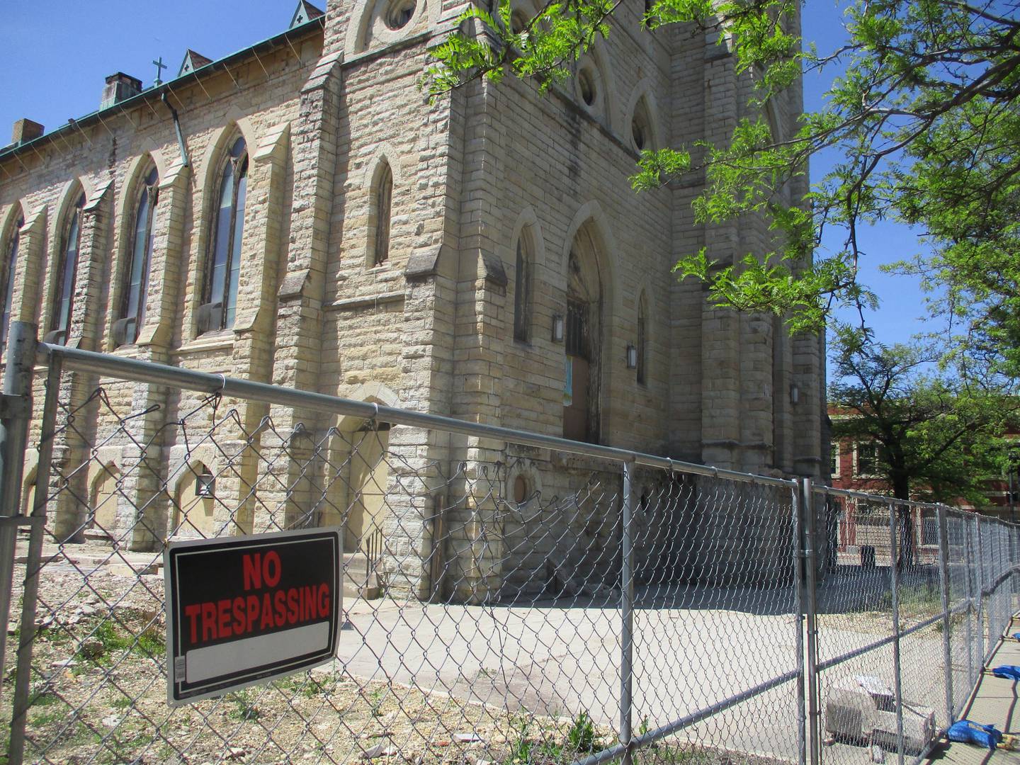 The St. Mary Carmelite church in downtown Joliet has been a construction site for the last decade. May 10, 2023.