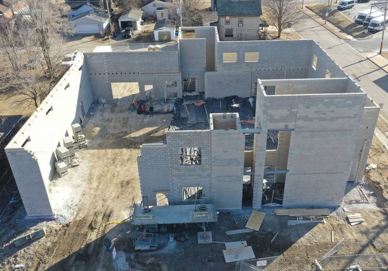 An aerial view of the La Salle-Peru Township High School's new Agriculture Center on the southeast corner of Sixth and Creve Coeur streets on Wednesday, Feb. 11, 2026 in La Salle.