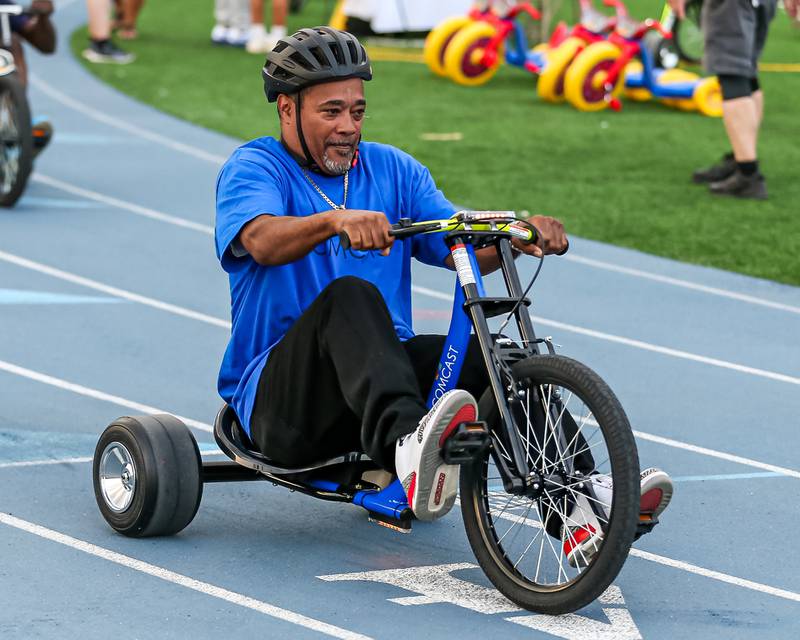Ron Mcintyre with Comcast races during the Great American Big Wheel Race.  July 22nd, 2023