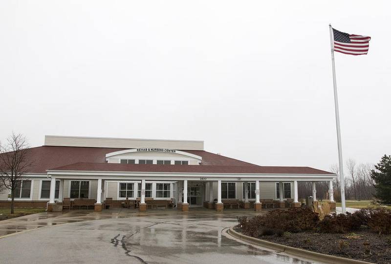 The rain falls on the exterior of the DeKalb County Rehab and Nursing on Tuesday, Jan. 3, 2017 in DeKalb.