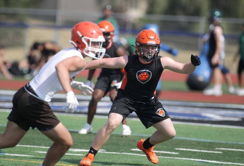 Wheaton Warrenville South faced Hersey in a 7-on-7 football game at St. Charles North on Thursday, June 22, 2023.