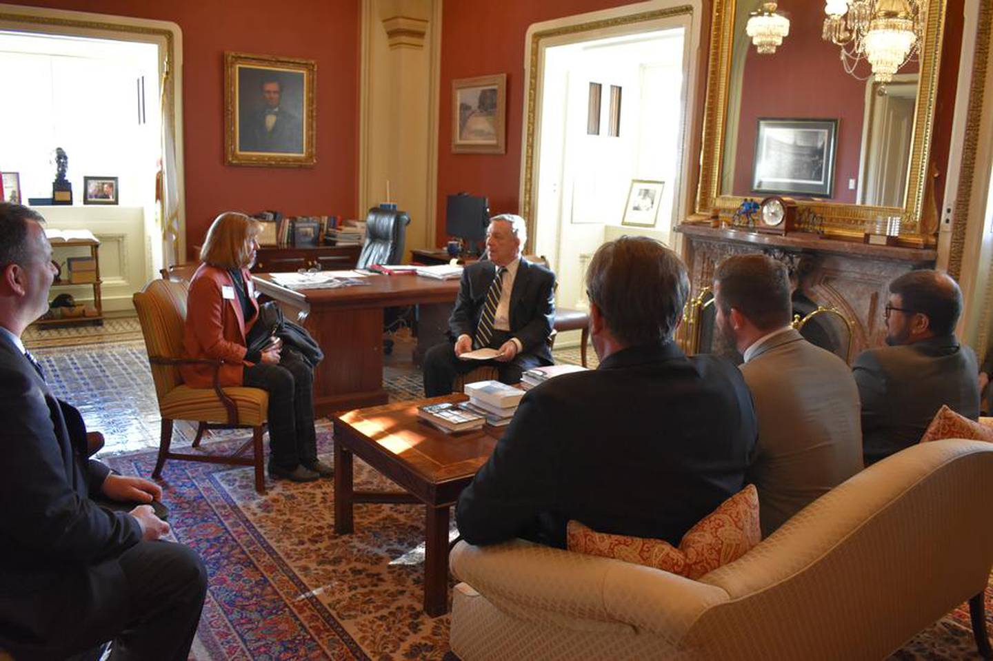 U.S. Sen. Dick Durbin of Illinois meets with representatives of the Illinois Farm Bureau in his Washington, D.C. office on March 8, 2023.