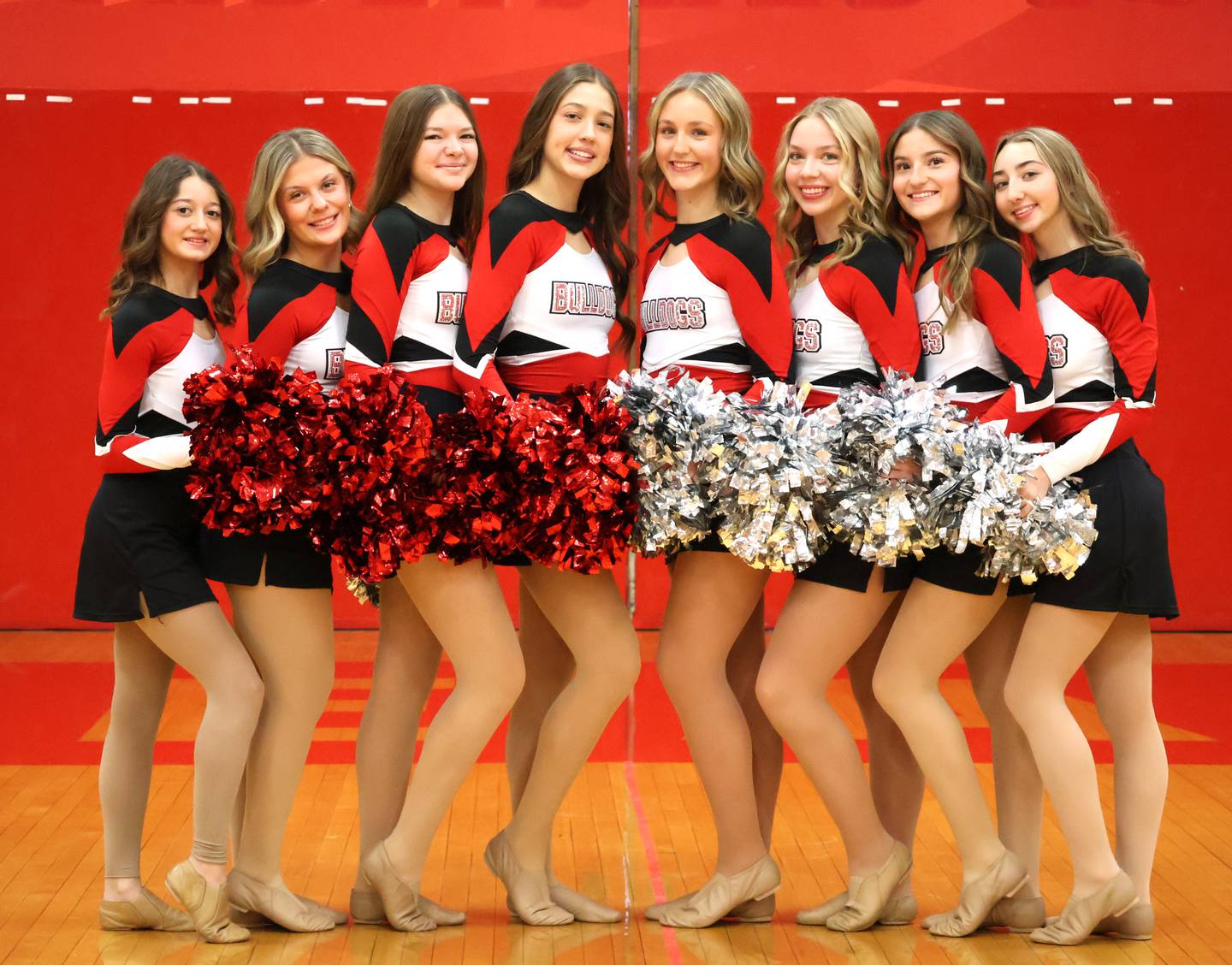 With a fifth-place finish in the Class 1A portion of the Mahomet-Seymour Sectional, Streator's Streatorettes advanced to the IHSA State Final Competition for the fourth consecutive year. The team, coached by Payton Scott, includes (from left to right): Bella Katrein-Cinotto, Emma Devera, Katherine Bressner, Ella Park, Payton Blakemore, Brooklyn Stillwell, Madyson Proud and Lexi Patterson. The Streatorettes are scheduled to be the fifth team to perform Friday at the IHSA State Final Competition, taking the floor at Bloomington's Grossinger Motors Arena at 10:31 a.m.