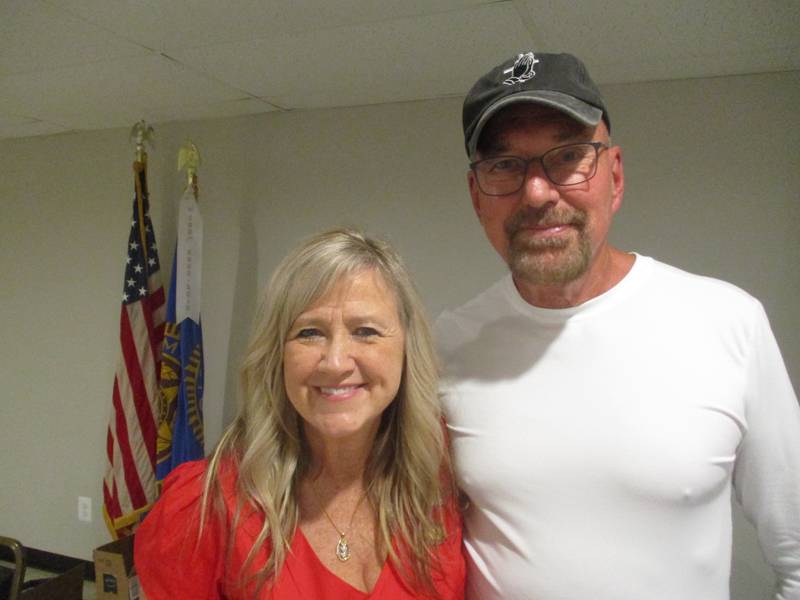 Camron Carter of Yorkville, right, is seen here with Lori Goss-Reaves, whose father saved Carter's life during combat in the Vietnam War.