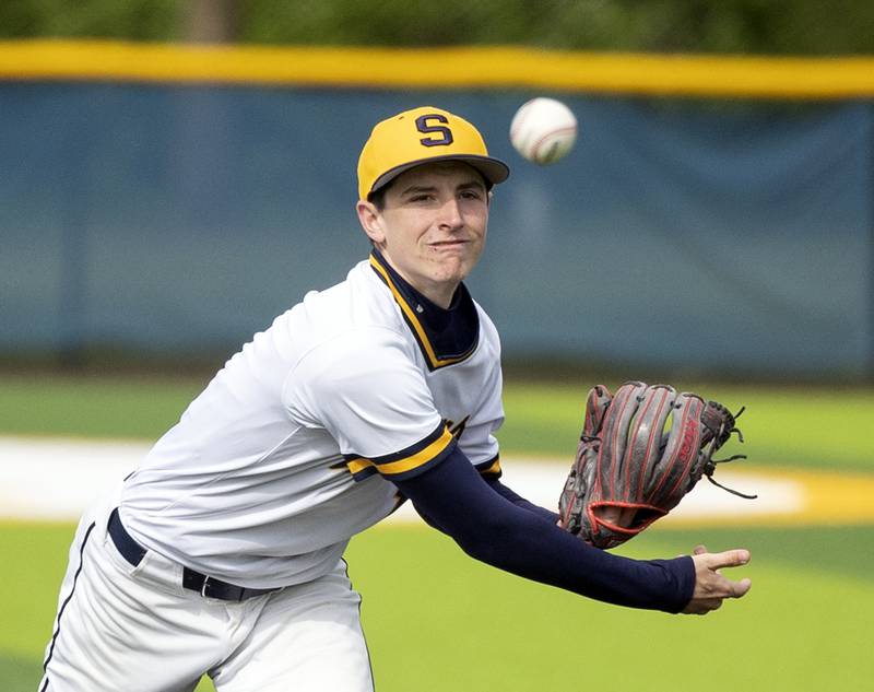 Sterling’s Cale Nettleton fires a pitch against Geneseo Wednesday, May 6, 2026.