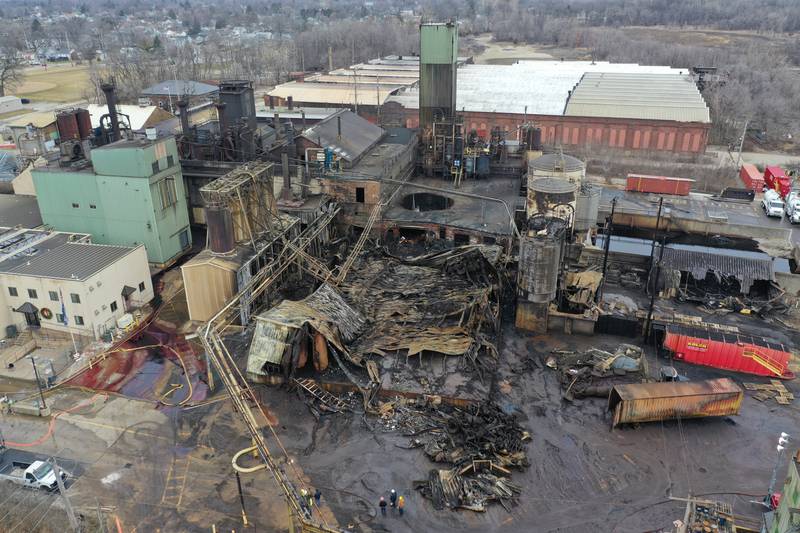 Officials observe the Carus Chemical fire aftermath on Thursday, Jan. 12, 2023 in La Salle.