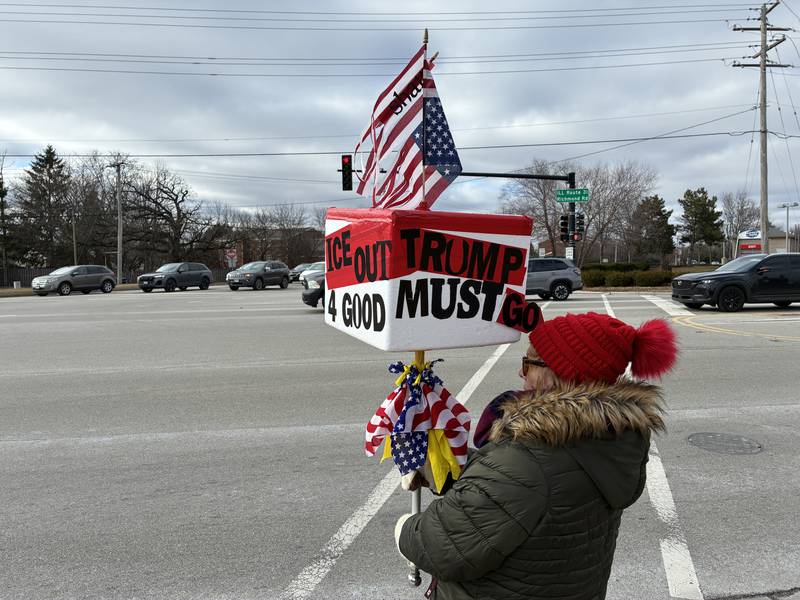 More than 600 people came out Sunday, Jan. 11, 2026, on Route 31 in McHenry for an anti-ICE protest, organized by Indivisible McHenry County. The national organization encouraged protests over the weekend on response to the death of Renee Good Wednesday in Minneapolis.