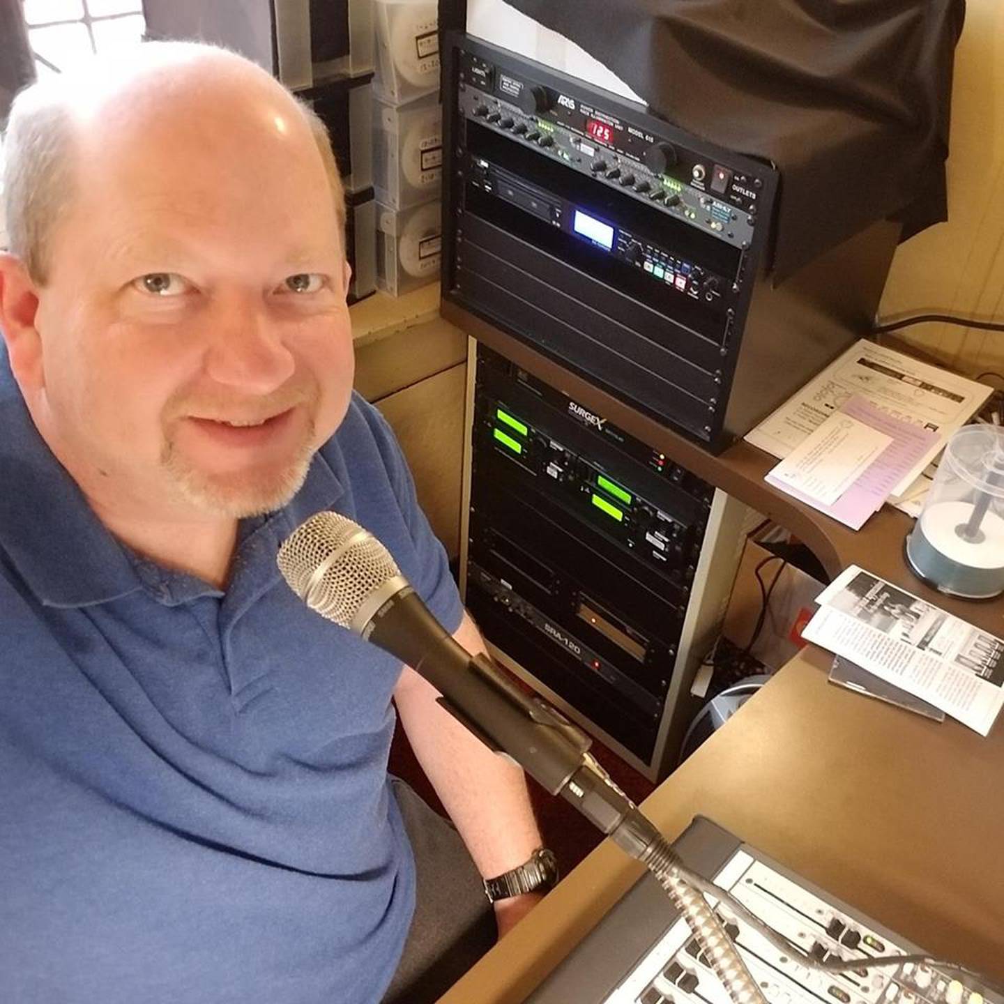 For 100 years, St. Peter Evangelical Lutheran Church in Joliet has broadcast its Sunday worship service on local radio. Jeff Chelini is seen in the radio booth in 2018.