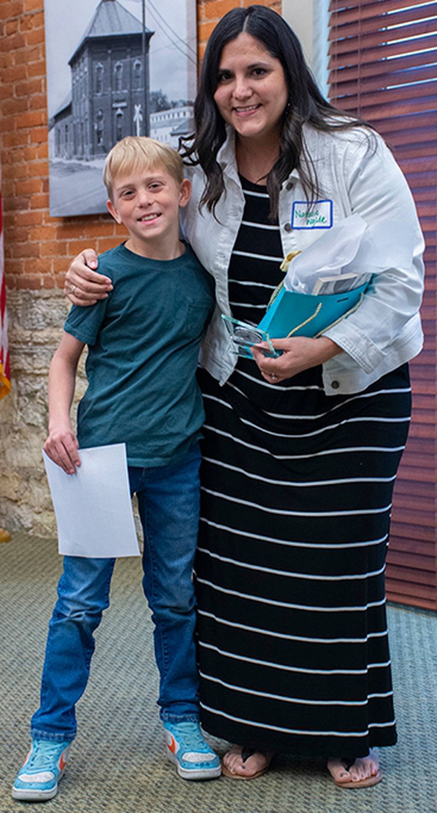 (Left to right) Genoa Elementary School student Brayden Boyer and Natalie Wylde