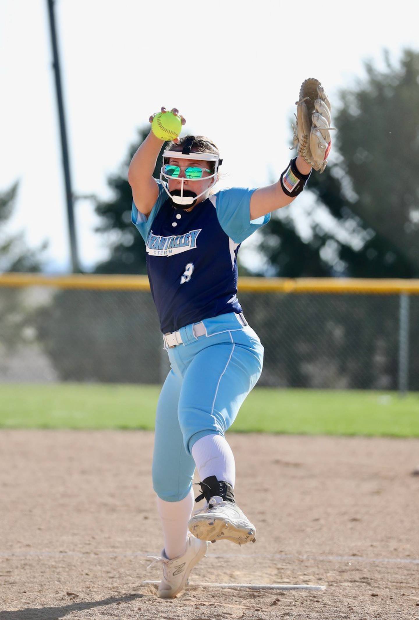 Bureau Valley's Carly Reglin makes her pitch Monday against Annawan-Wethersfield.