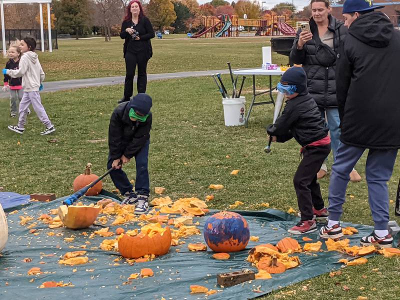 The Oswego Junior Women's Club on Nov. 8 hosted a pumpkin smash community composting event at Prairie Point Community Park in Oswego.