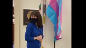 Newman flies transgender rights flag across from Republican Marjorie Taylor Greene, who came out against bill with LGBTQ protections