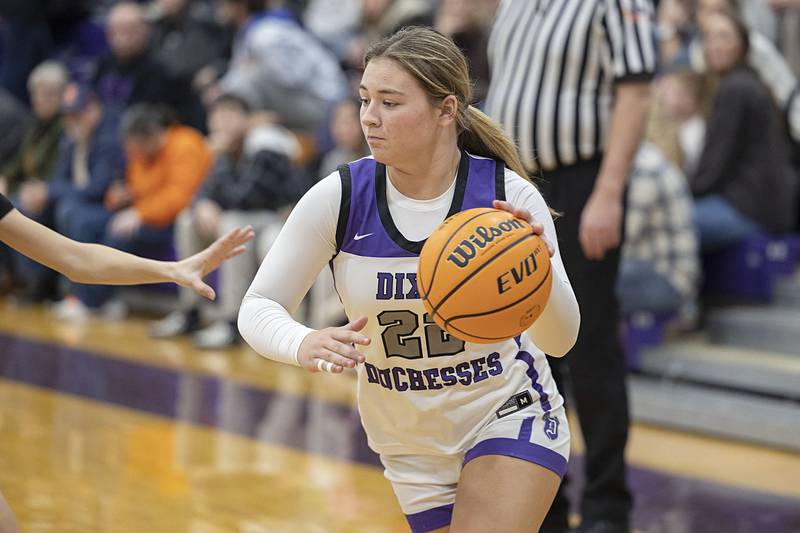Dixon’s Abby Hicks drives to the hoop against Stillman Valley Saturday, Feb. 7, 2026.
