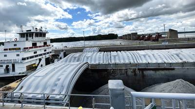 Photos: Barges move up the Mississippi River near Fulton