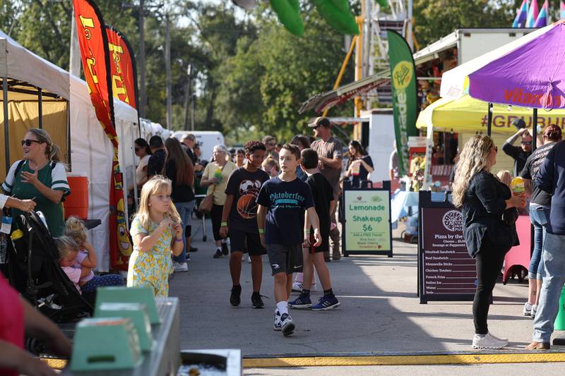 The 400 block of East Fifth Street was converted to a fall festival for the Saint Dennis and Joseph Catholic Academy Annual Oktoberfest on Saturday, Oct. 5, 2024 in Lockport.