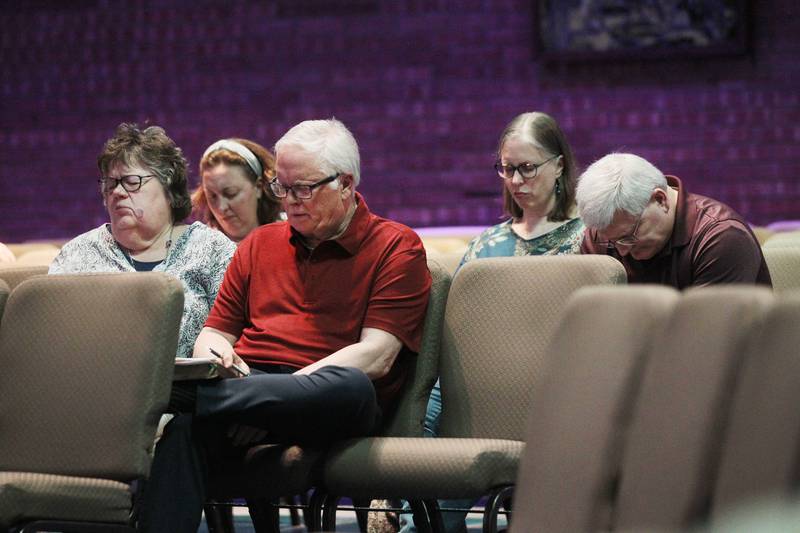 People of faith unite in prayer Thursday, May 4, 2023, during the Grant Township National Day of Prayer Gathering at CrossPoint Church in Ingleside.
