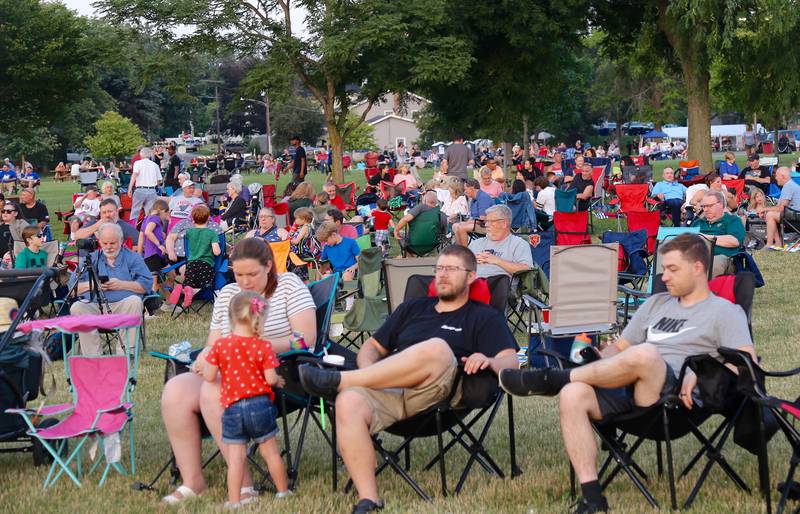 Spectators wait for the Elburn Lions Club’s Fireworks Show to begin on Saturday, July 12, 2025 in Elburn.
