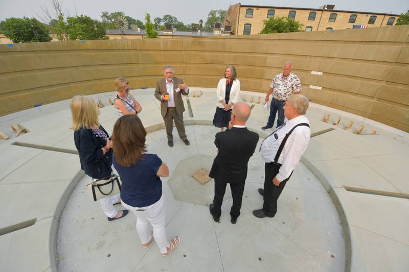 Architect Steve Vasilion gives a tour of BataviaÕs in progress Flag Day Monument on Wednesday, June 14, 2023.