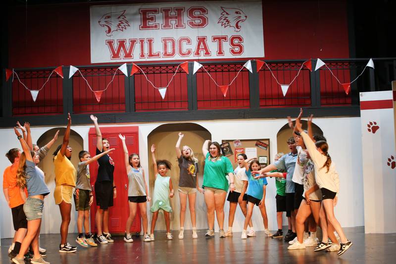 The cast of “Disney’s High School Musical, Jr.” acts out a scene during a rehearsal on Thursday, Aug. 1, 2024 at Stage 212 in La Salle. “Disney’s High School Musical, Jr.” an abbreviated version of Disney Channel’s hit movie musical. will be presented 7 p.m. Thursday and Friday, Aug. 8 and 9, 1 and 7 p.m. Saturday, Aug. 10, and 1 p.m. Sunday, Aug. 11 at Stage 212, 700 First St., LaSalle. Tickets are on sale now for $10 each, and may be purchased by visiting the box office 4 to 6 p.m. Monday and 9 a.m. to noon Saturday or by calling 815-224-3025 during the same hours. Tickets may also be purchased online at www.stage212.org.