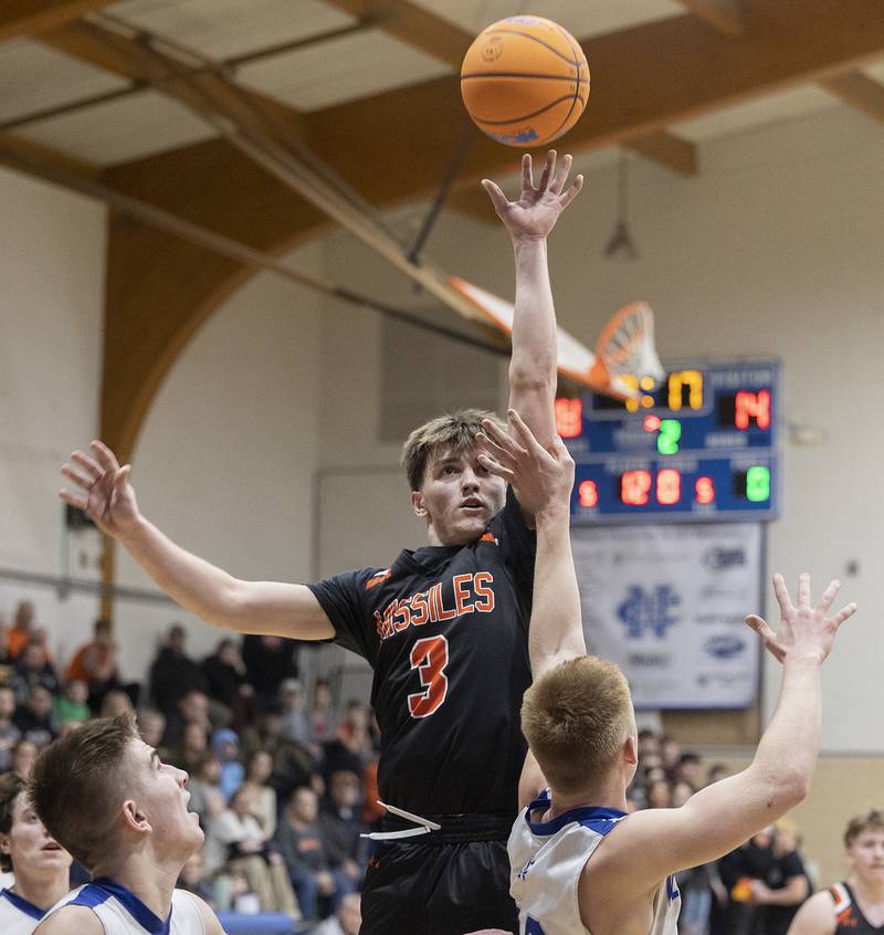Milledgeville’s Konner Johnson puts up a shot against Newman Monday, Feb. 24, 2025, during a Class 1A Regional quarterfinal at Newman High School.