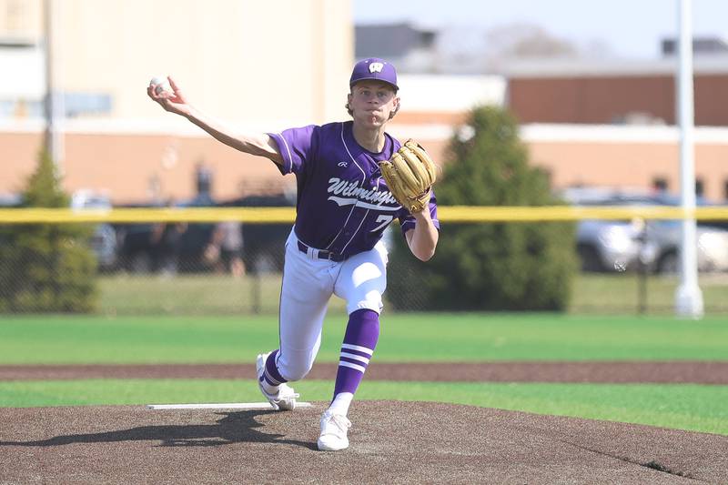 Wilmington’s Cooper Holman delivers a pitch against Coal City on Monday, March 30, 2026 in Coal City.