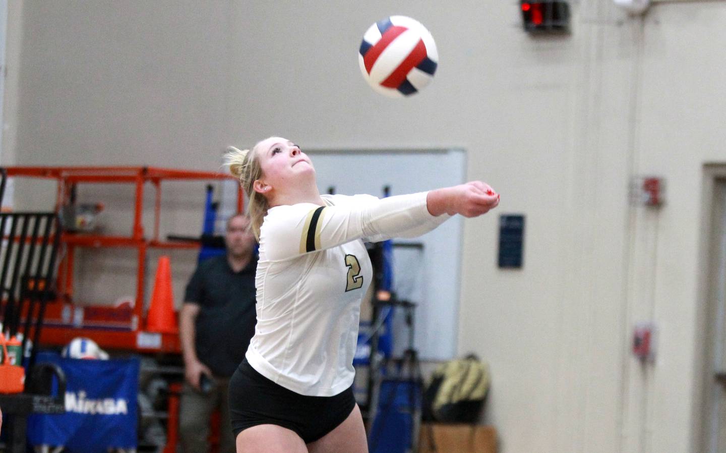 Sycamore’s Reese Morgan returns the ball during a Class 3A St. Francis Sectional Semifinal against St. Francis in Wheaton on Monday, Oct. 30, 2023.