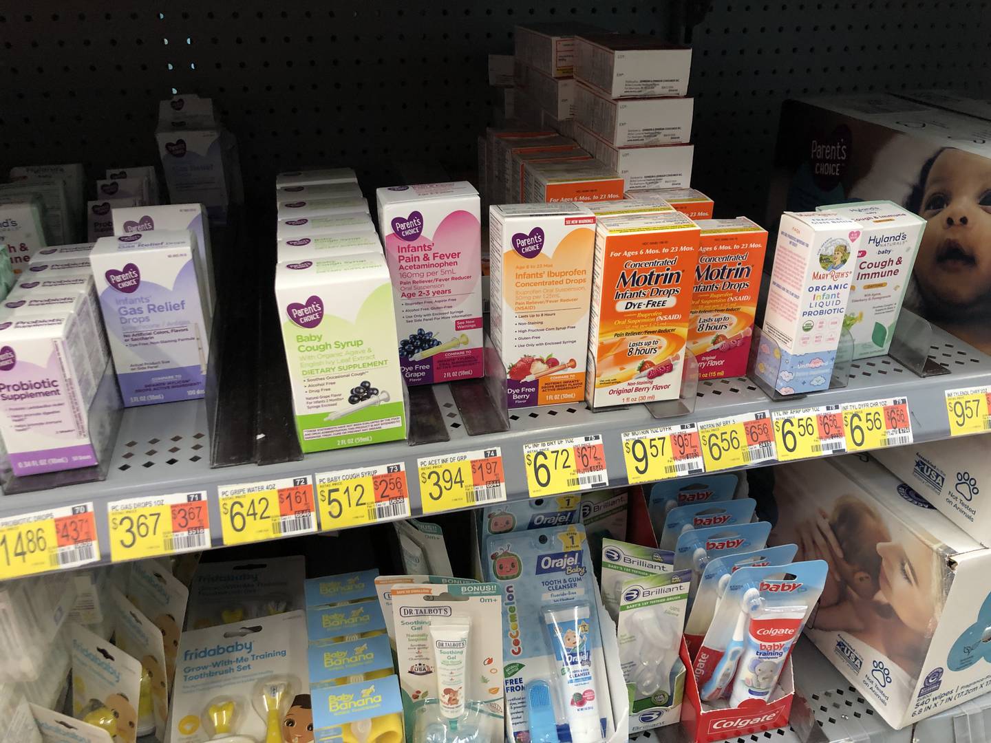 The Crystal Lake Walmart on South Route 31 had children's formulations for acetaminophen and ibuprofen available on Thursday, Dec. 8, 2022, in the baby section of the store.