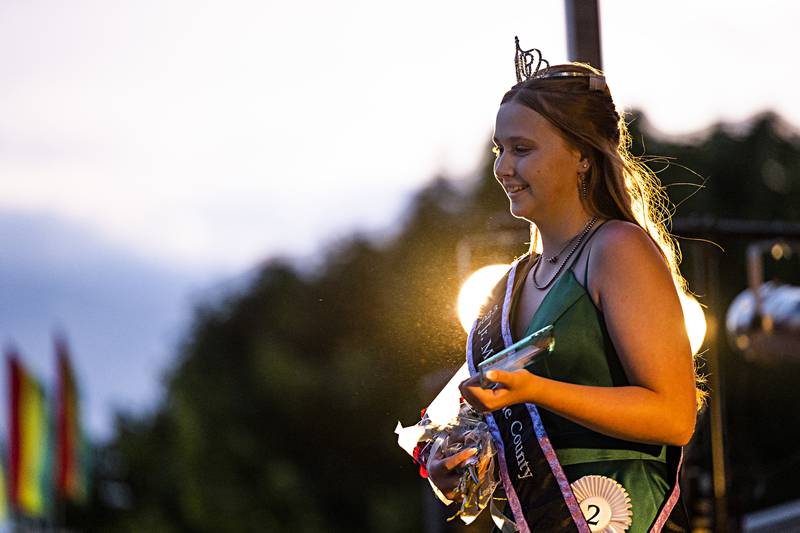 Cylee Kirchner takes the stage Wednesday August 2, 2023 after winning the Junior Miss Ogle County pageant.