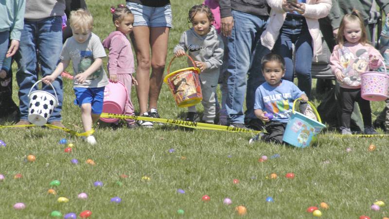 The race for eggs is on. The Eggstravaganza Egg Hunt, sponsored by the Dixon Park District,  took place at the park facilities on Saturday, April 12, 2025.