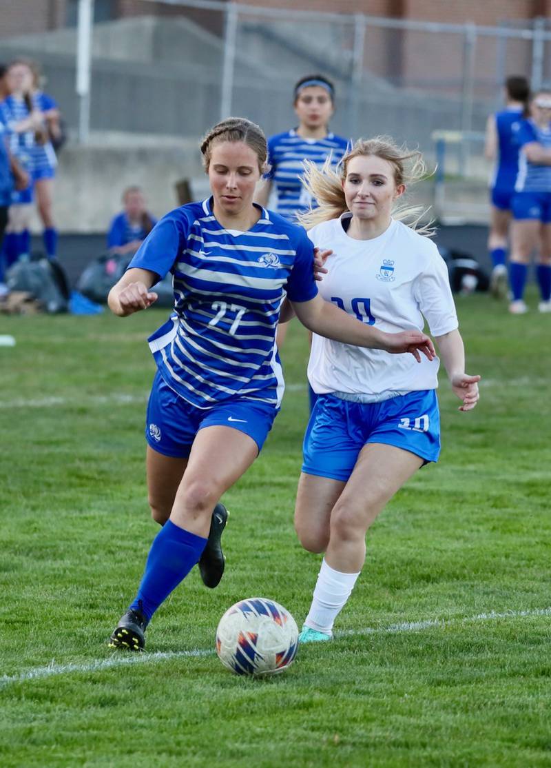 Princeton's Ava Kyle makes her moves against HBR Monday at Bryant Field.
