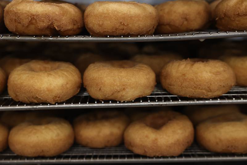 Cake donuts sit on a rack at Home Cut Donuts on Jefferson Street, Saturday, March 25, 2023 in Joliet.