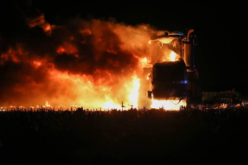 The Harvard Fire Protection District responded to a tractor and brush fire Thursday, Nov. 3,  2022, in the area of Bunker Hill Road and Island Road near Harvard.