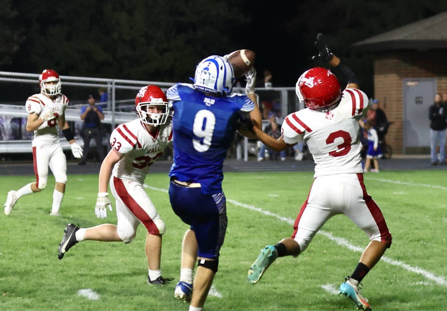 Princeton's Arthur Burden makes a catch in the Tigers' 41-0 Homecoming win over rival Hall on Friday, Oct. 4 at Bryant Field.